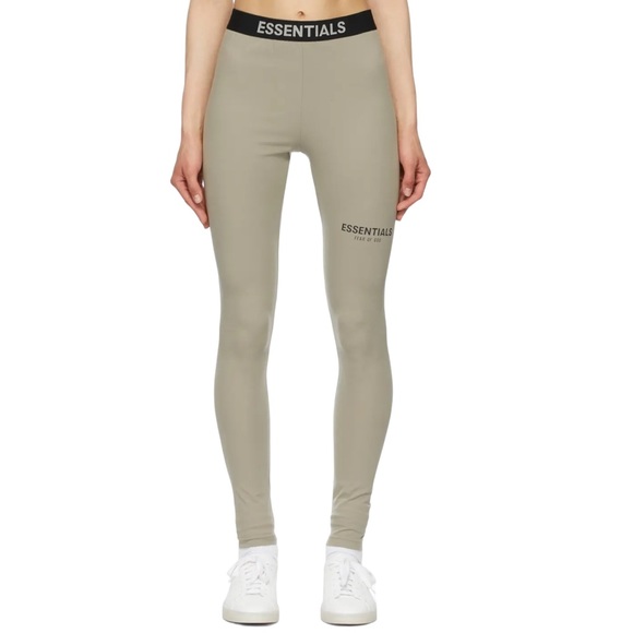 Fear of God Pants - Essentials Fear of God Grey Athletic Leggings in Moss